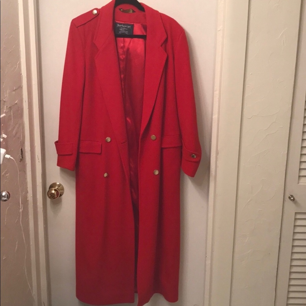 Cherry Red Vintage Burberry Overcoat
